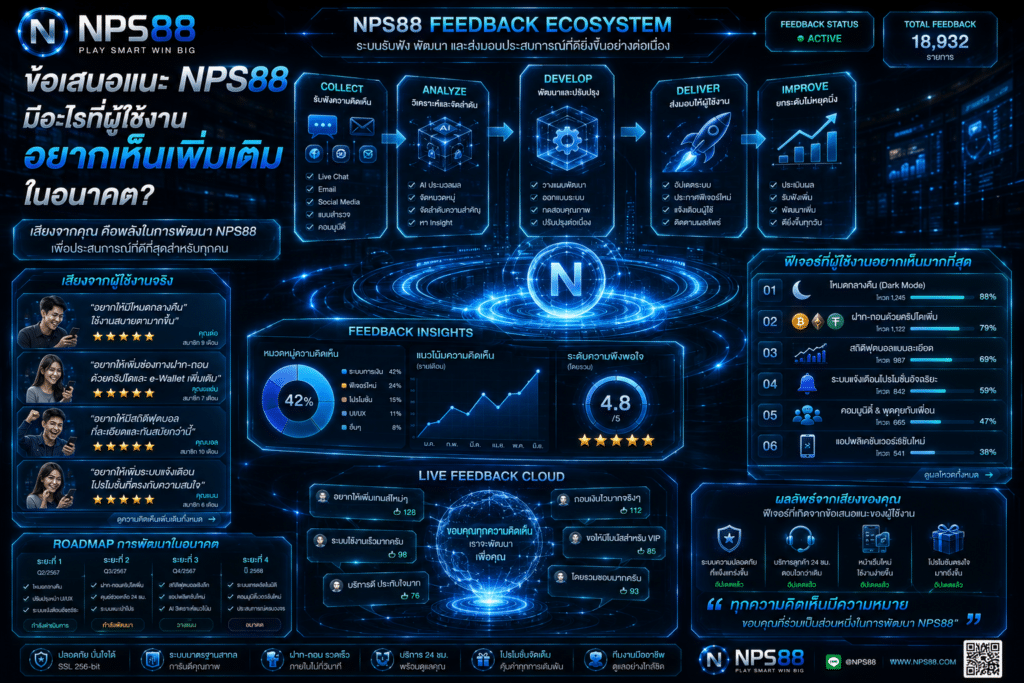 ข้อเสนอแนะ NPS88 มีอะไรที่ผู้ใช้งานอยากเห็นเพิ่มเติมในอนาคต?